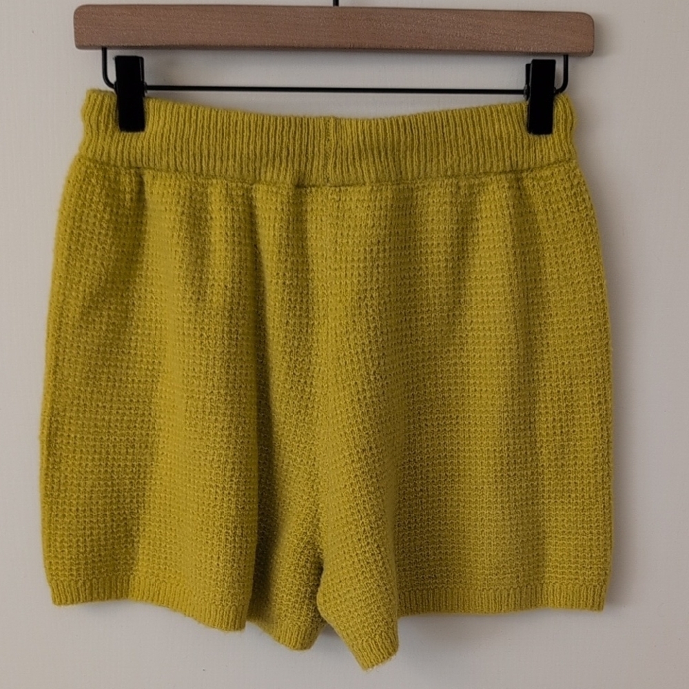 Anthropologie Saturday Sunday Womens Small Brenna Waffle Knit Shorts Yellow Cozy - Picture 4 of 6